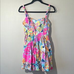 Lilly Pulitzer Dress Christine Besame Mucho Women 2 smocked Poplin fit &‎ flare